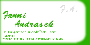 fanni andrasek business card